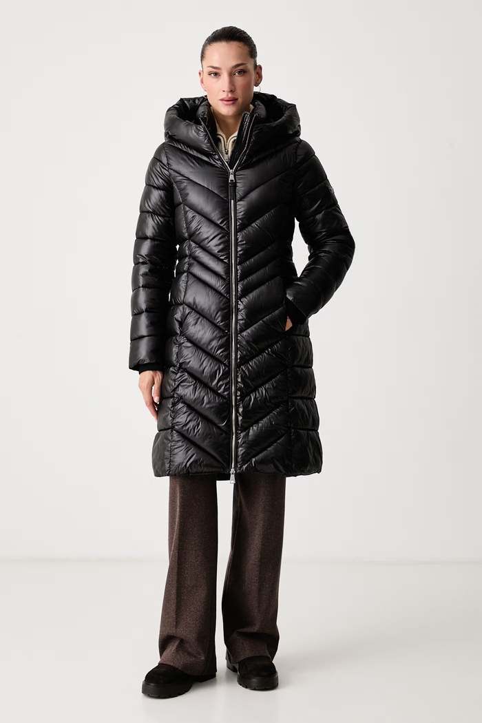 DKNY Długa kurtka damska czarny DLEMPW58