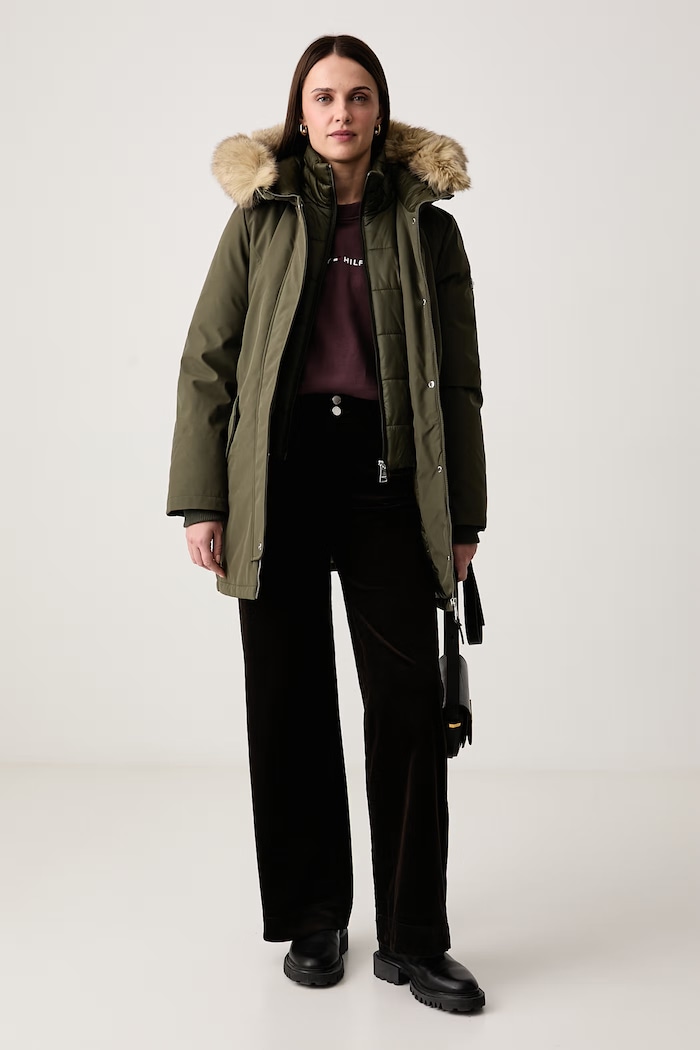 DKNY Parka damska DLEMPB29 zielony AW26