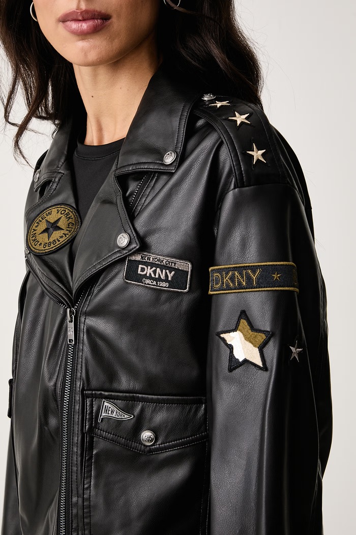 Ramoneska damska z imitacji skóry DKNY P6GCTEGW czarny