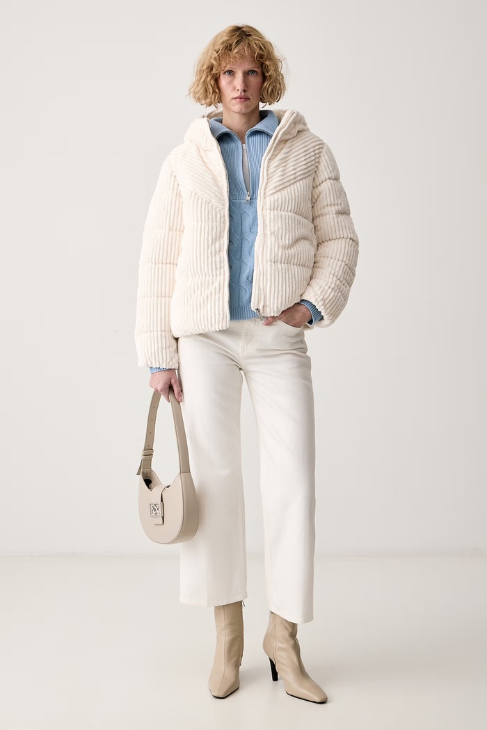 DKNY Kurtka damska welurowa DJ6J6340 beżowy AW26
