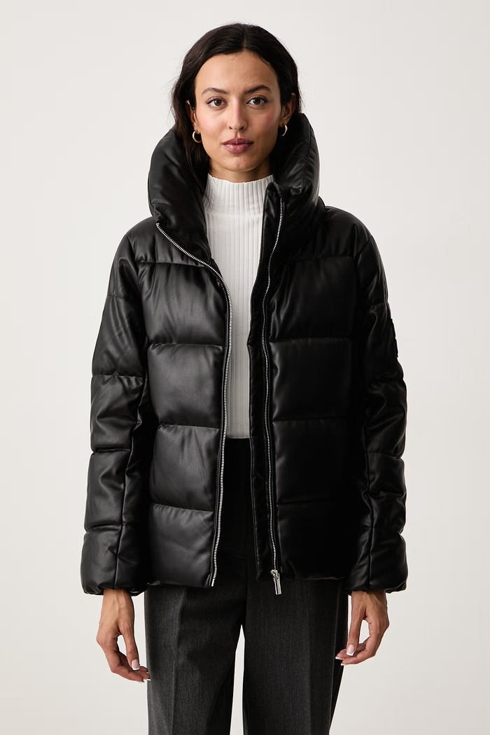 DKNY Kurtka pikowana damska z imitacji skóry czarny DJ6J6291