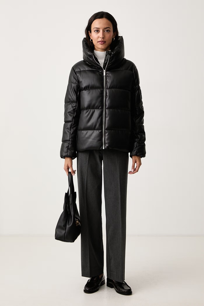 DKNY Kurtka pikowana damska z imitacji skóry DJ6J6291 czarny AW26