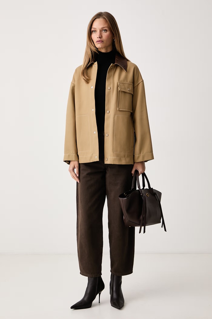Max&Co. Krótka kurtka damska bawełniana HACKWR 2626086063200 beżowy AW26