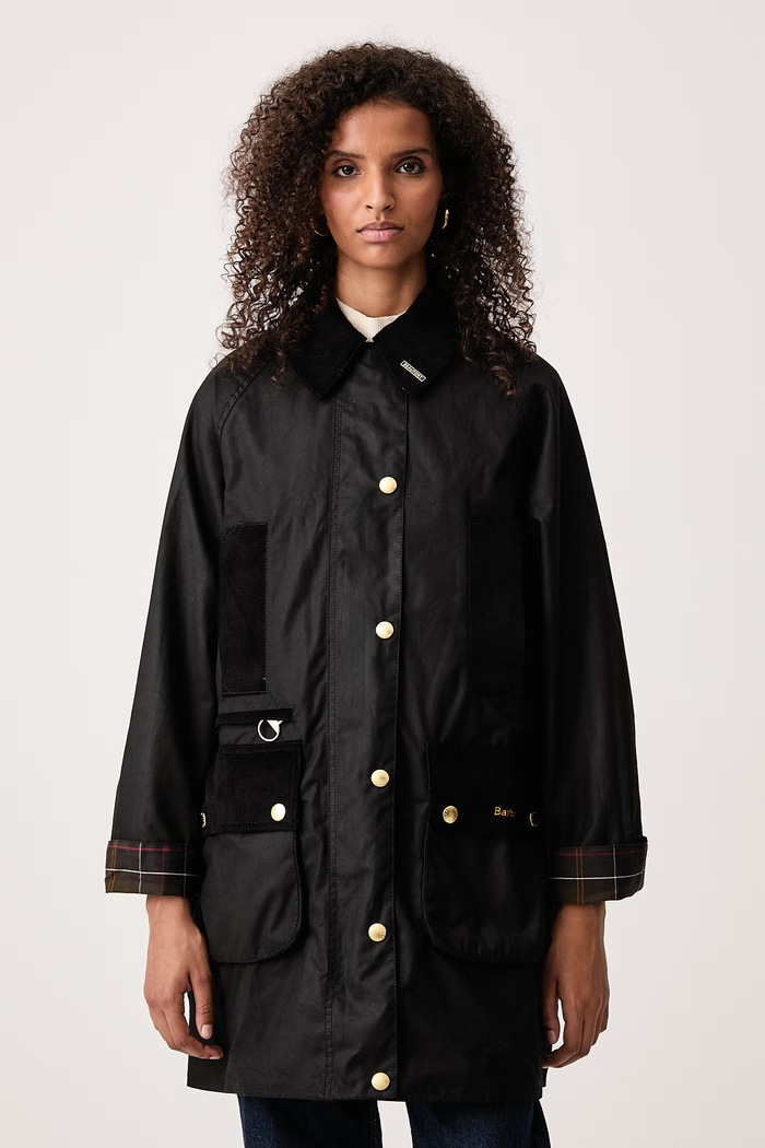 Barbour Długa kurtka damska bawełniana Beaufort czarny LWX1583
