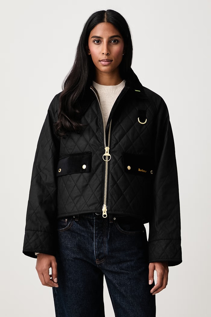 Barbour Krótka kurtka damska bawełniana czarny LWX1580