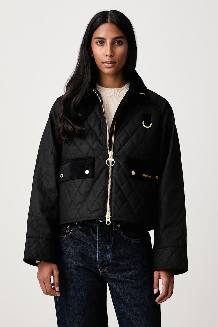 Barbour Krótka kurtka damska bawełniana czarny LWX1580