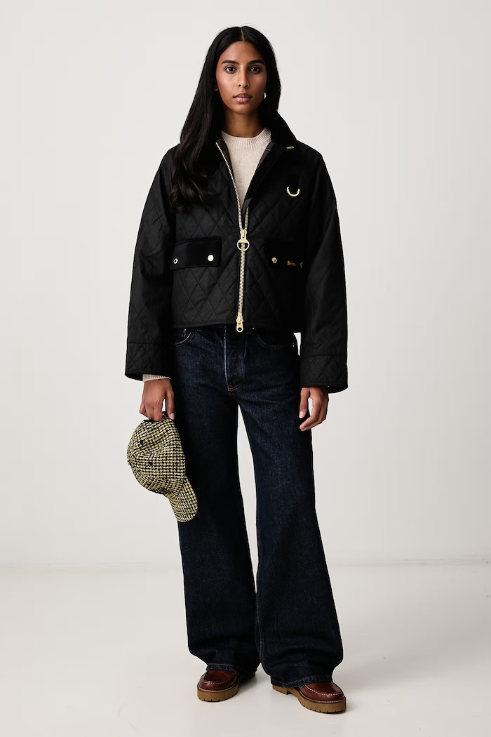 Barbour Krótka kurtka damska bawełniana LWX1580 czarny AW26