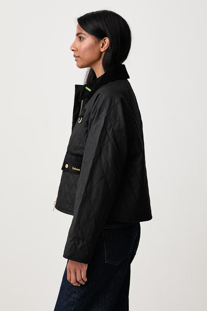 Krótka kurtka damska bawełniana Barbour LWX1580 czarny