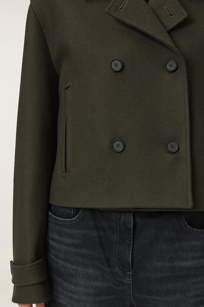 Krótka kurtka damska z wełną LOWLA AllSaints W015OF zielony