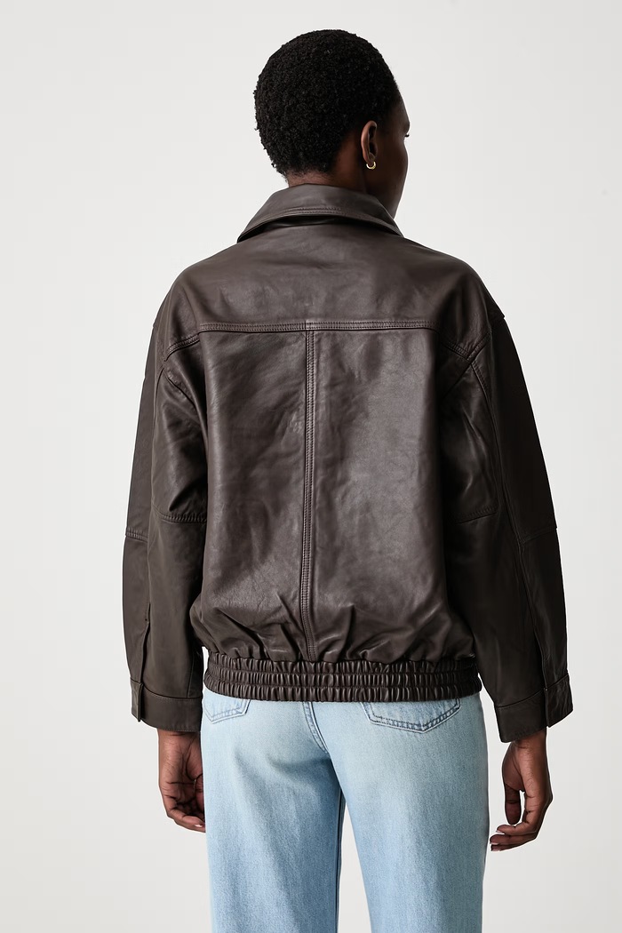 Ρούχα AllSaints Bomber γυναικείο δερμάτινο ELISE W001LF καφέ