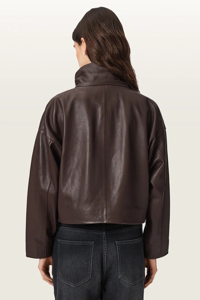 AllSaints Kurtka damska skórzana RYDER W041LB bordowy AW26