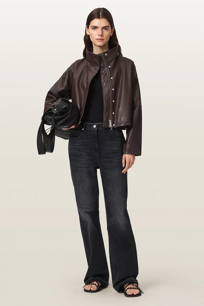 Odzież AllSaints Kurtka damska skórzana RYDER W041LB bordowy
