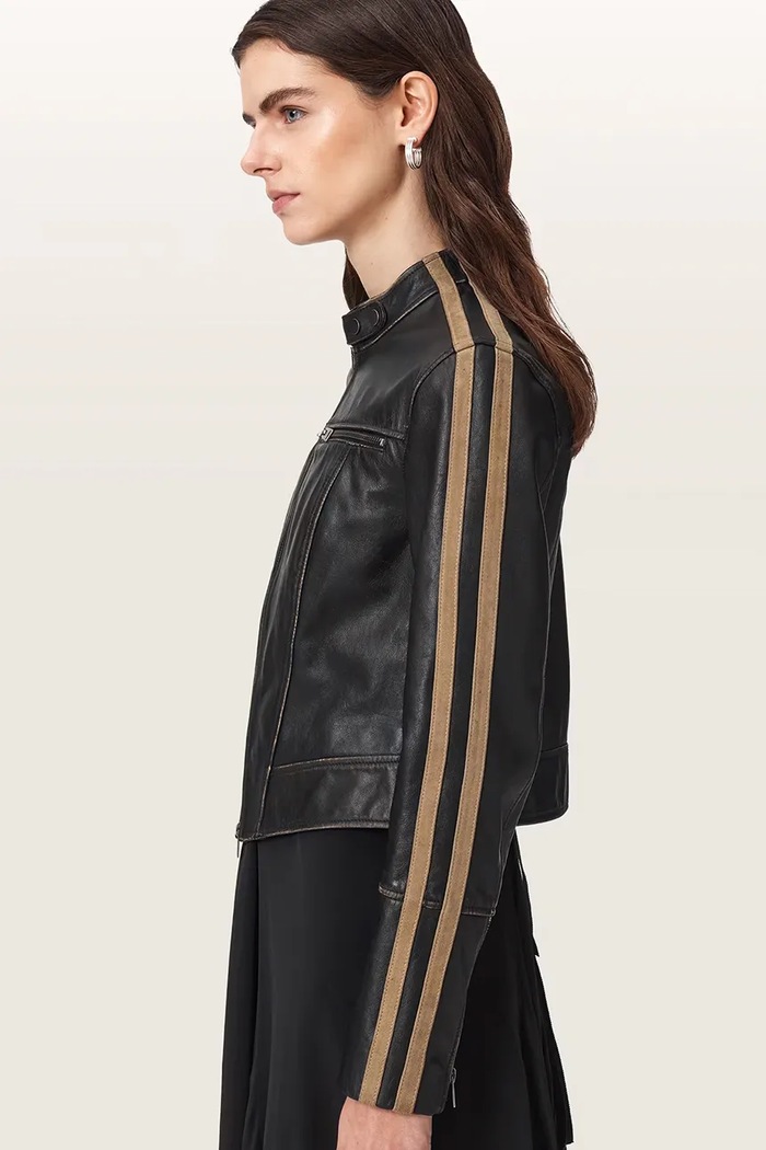 AllSaints Krótka kurtka damska skórzana TIGGY LEATHER JACKET W088LE
