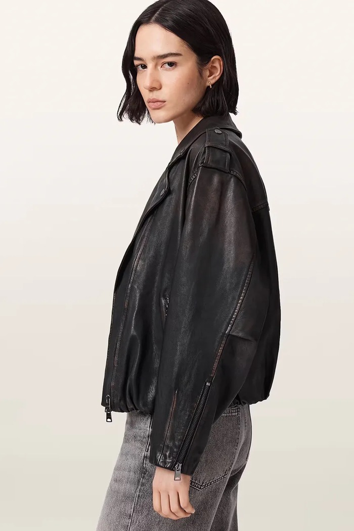 AllSaints Kratka jakna ženska usnjena SAMINA W023LF