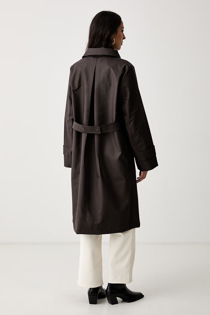Odzież Rains kurtka przeciwdeszczowa Nara W Long Jacket W3 21520.177 brązowy