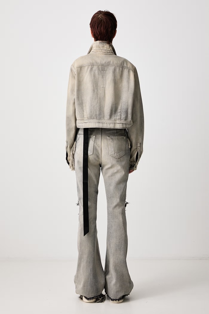 Ρούχα Rick Owens DRKSHDW Τζιν μπουφάν γυναικείο βαμβακερό DS02F6702.DMK μπεζ