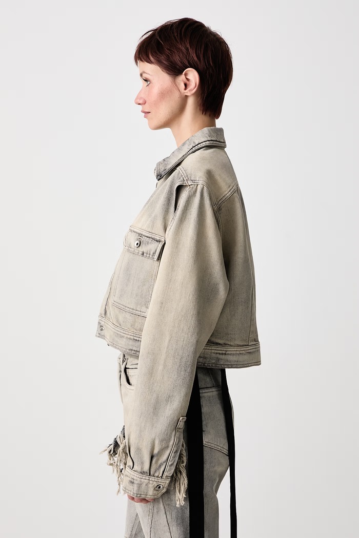 Τζιν μπουφάν γυναικείο βαμβακερό Rick Owens DRKSHDW μπεζ DS02F6702.DMK