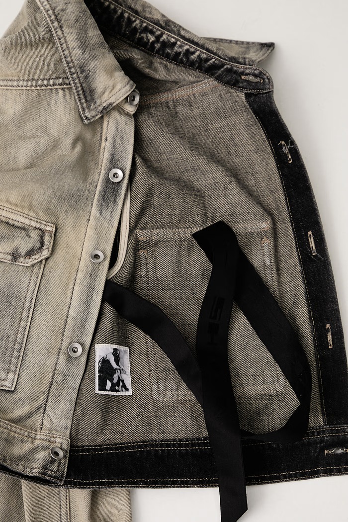 Rick Owens DRKSHDW Τζιν μπουφάν γυναικείο βαμβακερό DS02F6702.DMK