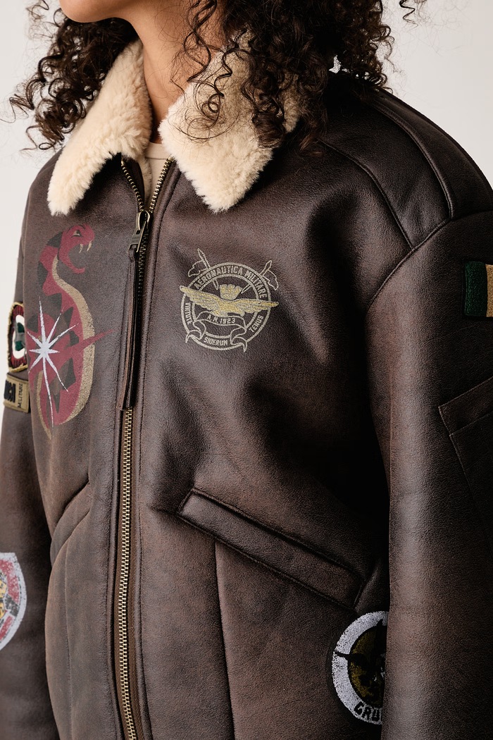 Kurtka kożuch damska Aeronautica Militare AB3080DCT04363 brązowy