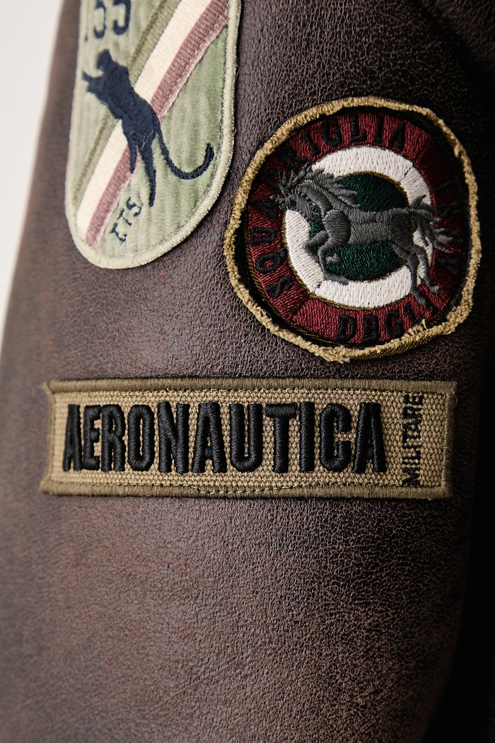 Kurtka kożuch damska Aeronautica Militare brązowy AB3080DCT04363