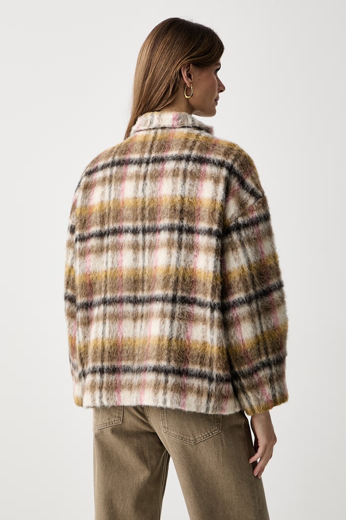 Odzież iBlues krótka kurtka damska z dodatkiem wełny IBLTALLONE 2627086052200 brązowy