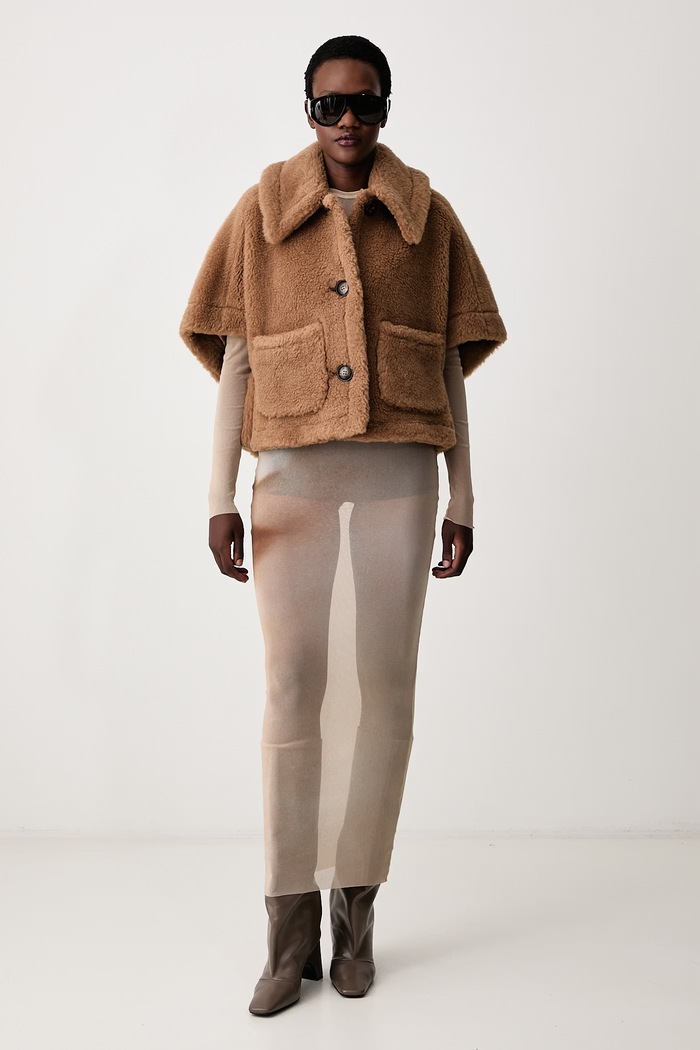 Max Mara krótka kurtka damska z wełną 2624736252600 brązowy AW26