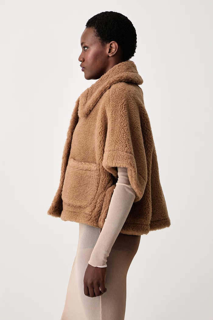 Max Mara krótka kurtka damska z wełną brązowy 2624736252600
