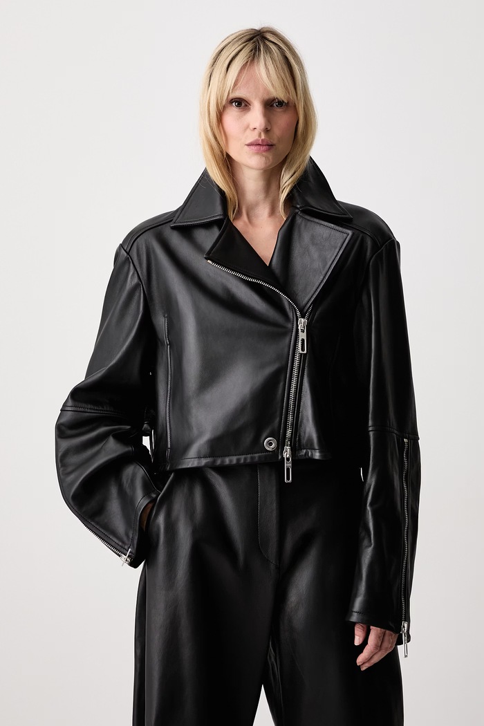 Sportmax Vicario ramoneska damska skórzana czarny 2622446021600