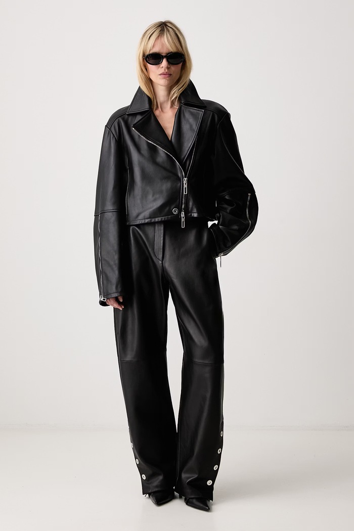 Sportmax Vicario ramoneska damska skórzana 2622446021600 czarny AW26
