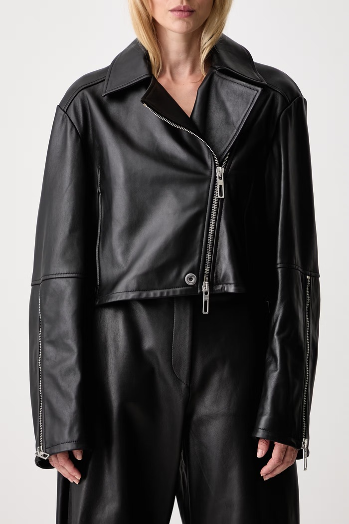 Sportmax Vicario ramoneska damska skórzana 2622446021600 czarny