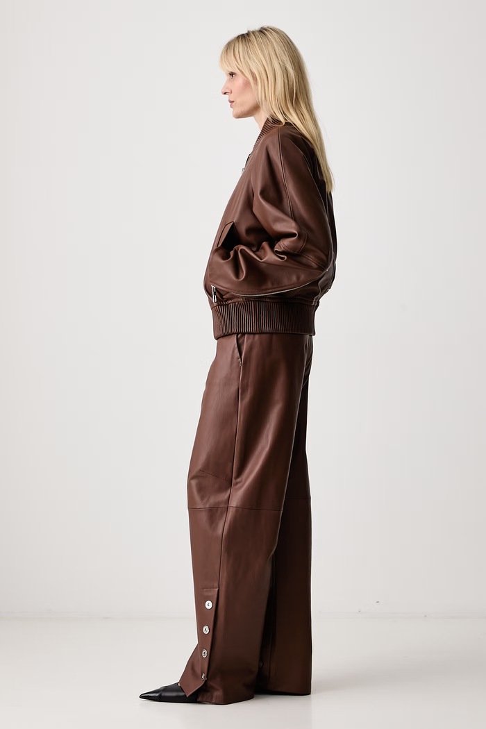 Sportmax Amour bomberka damska skórzana brązowy 2622446011600