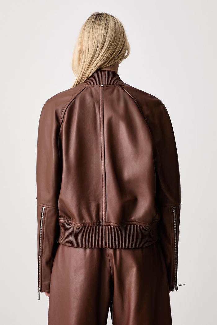 Sportmax Amour bomberka damska skórzana 2622446011600 brązowy