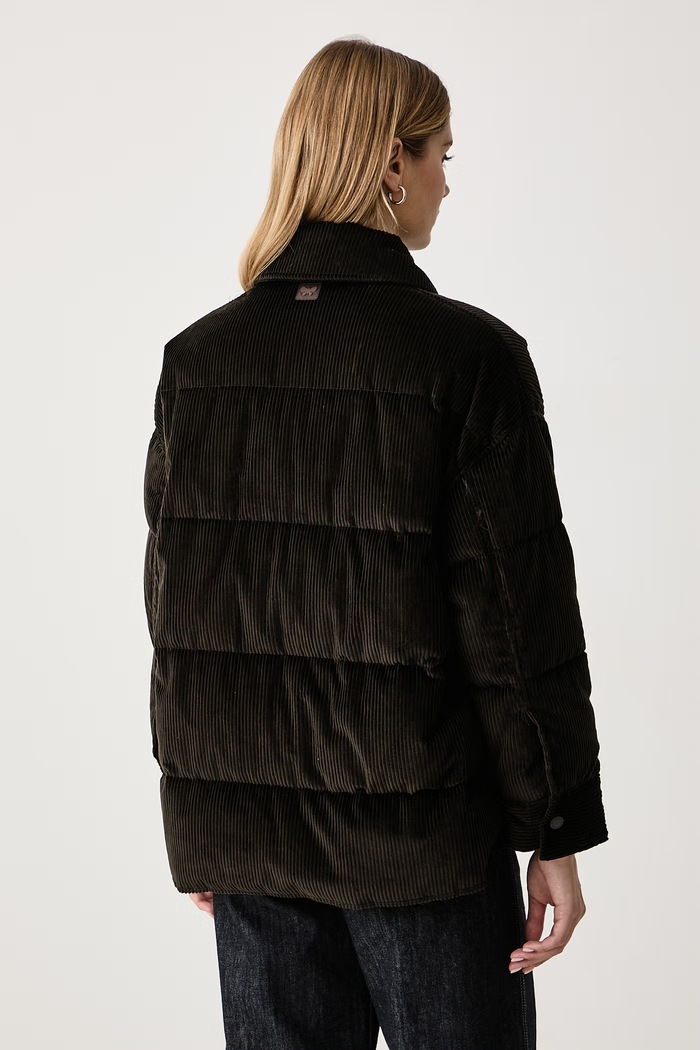 Odzież Weekend Max Mara Kurtka puchowa damska sztruksowa WKDGIORNO 2625486092600 brązowy