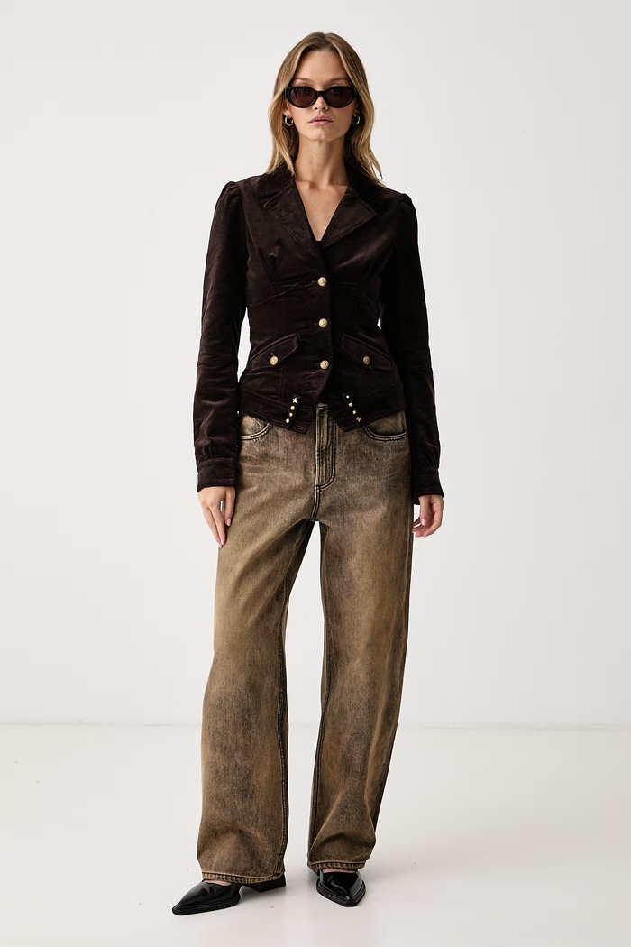 Miss Sixty Krótka kurtka damska sztruksowa 6M3WJ04300 brązowy AW26