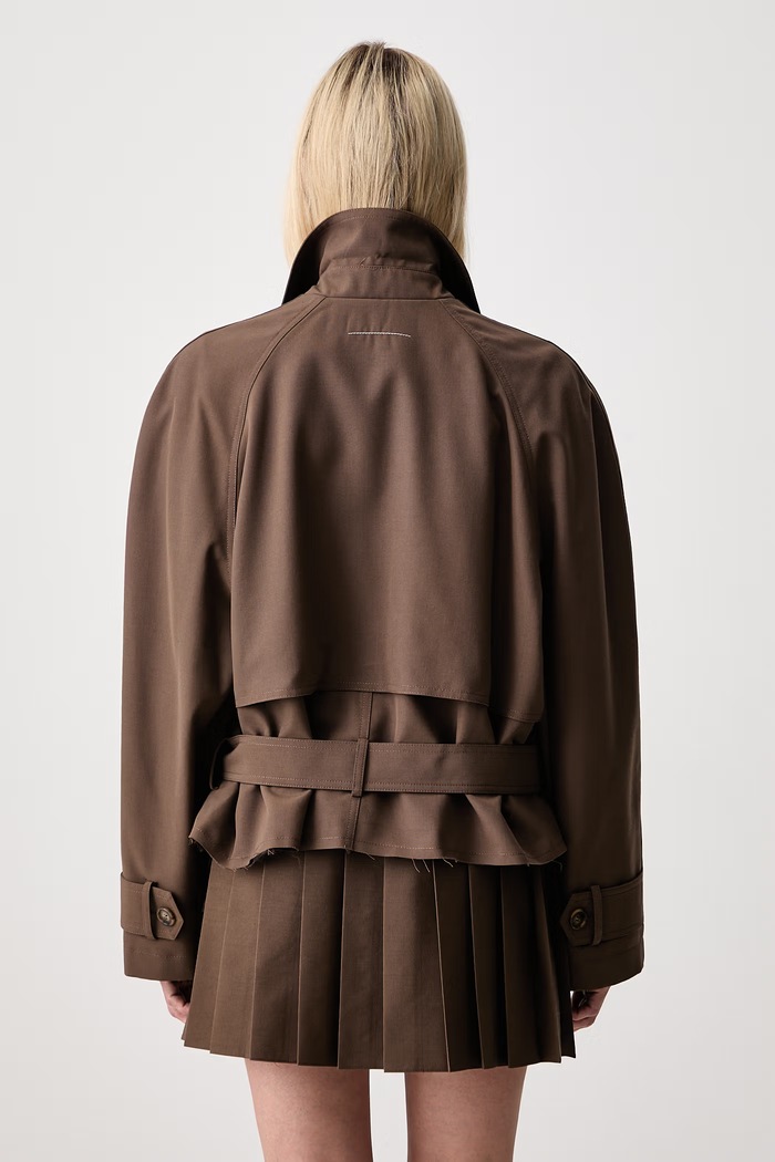 Odzież MM6 Maison Margiela krótki trencz damski z wełną S52AM0361.M35436 brązowy