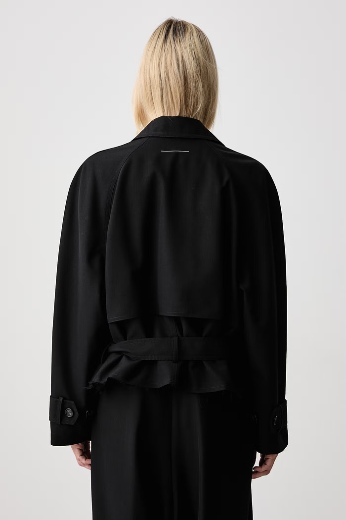 Odzież MM6 Maison Margiela krótki trencz damski z wełną S52AM0361.M35436 czarny