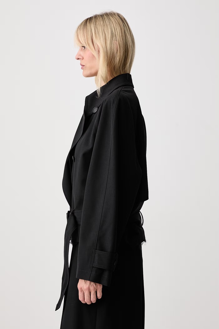 MM6 Maison Margiela krótki trencz damski z wełną czarny S52AM0361.M35436