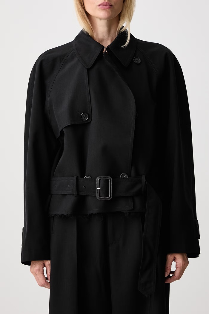 MM6 Maison Margiela krótki trencz damski z wełną S52AM0361.M35436 czarny