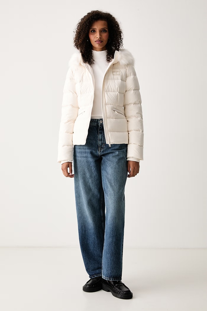 Tommy Jeans Πουπουλένιο μπουφάν γυναικείο DW0DW23409 μπεζ AW26