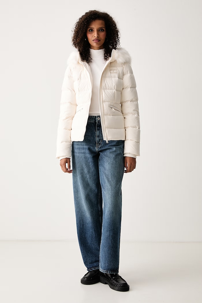 Tommy Jeans Πουπουλένιο μπουφάν γυναικείο DW0DW23409 μπεζ AW26