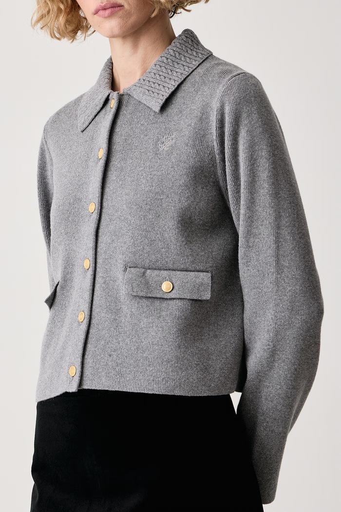 Cardigan elegante da donna con misto lana Tommy Hilfiger WW0WW51426 grigio