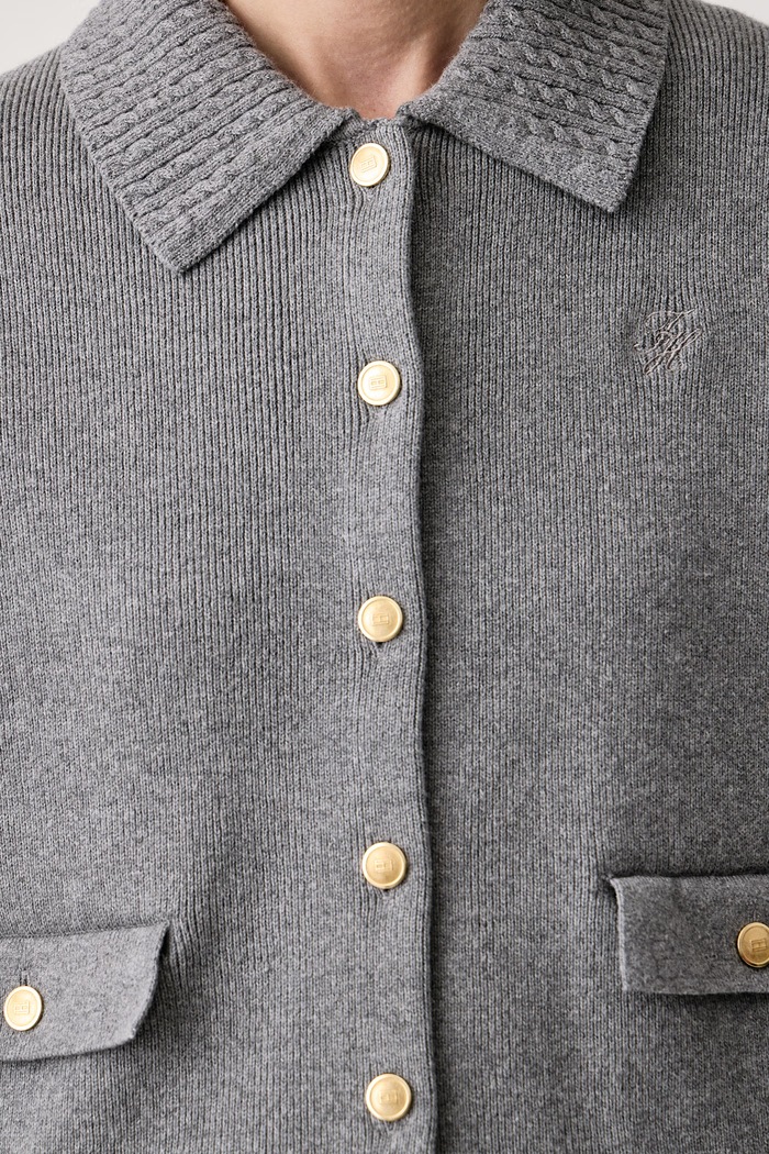 Cardigan elegante da donna con misto lana Tommy Hilfiger grigio WW0WW51426