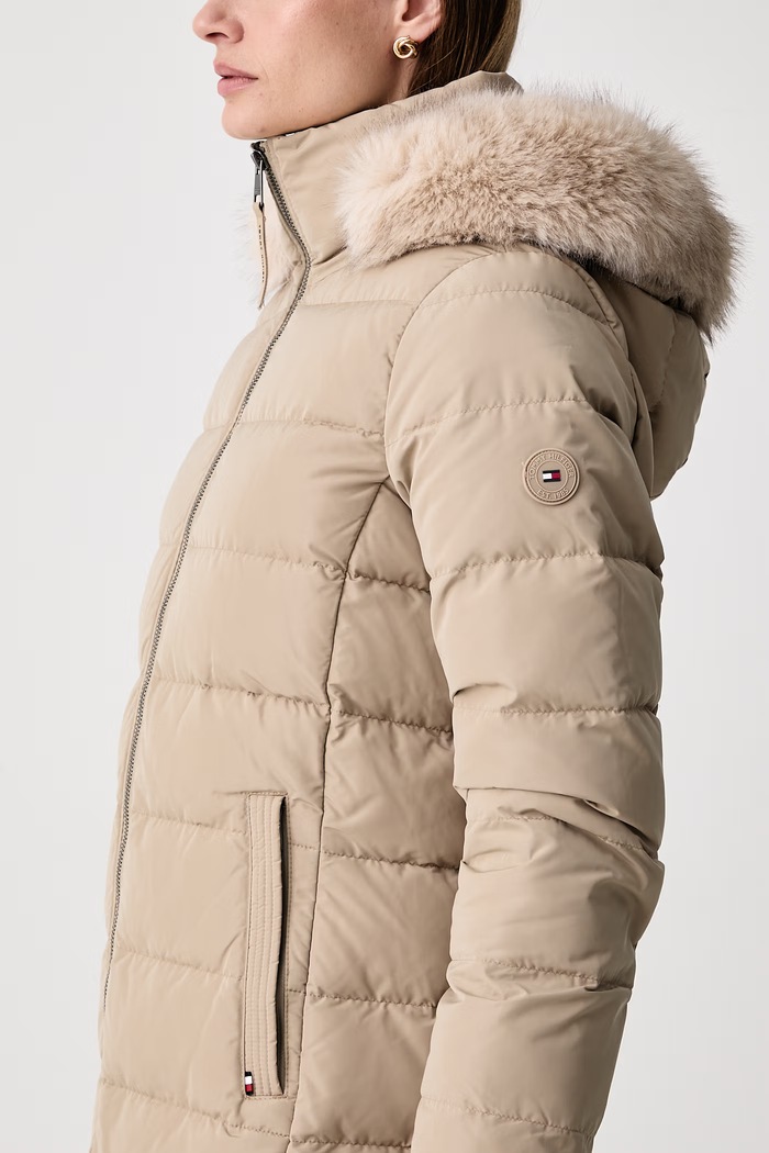 Páperová bunda dámska Tommy Hilfiger WW0WW51563 béžová