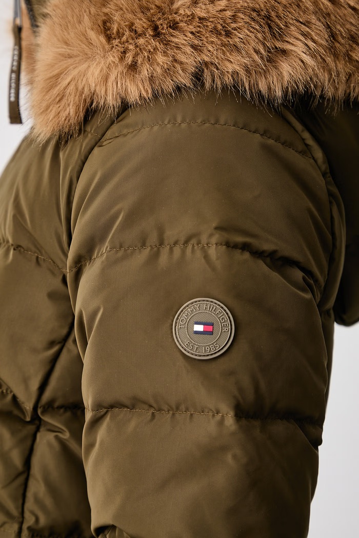 Páperová bunda dámska Tommy Hilfiger zelená WW0WW51563