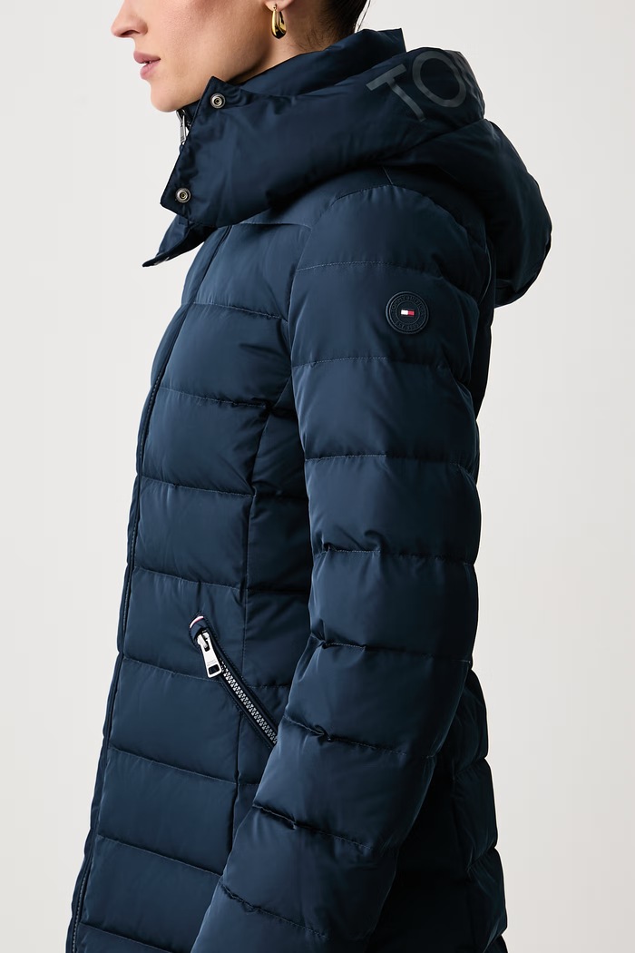 Długa kurtka damska Tommy Hilfiger WW0WW51111 granatowy