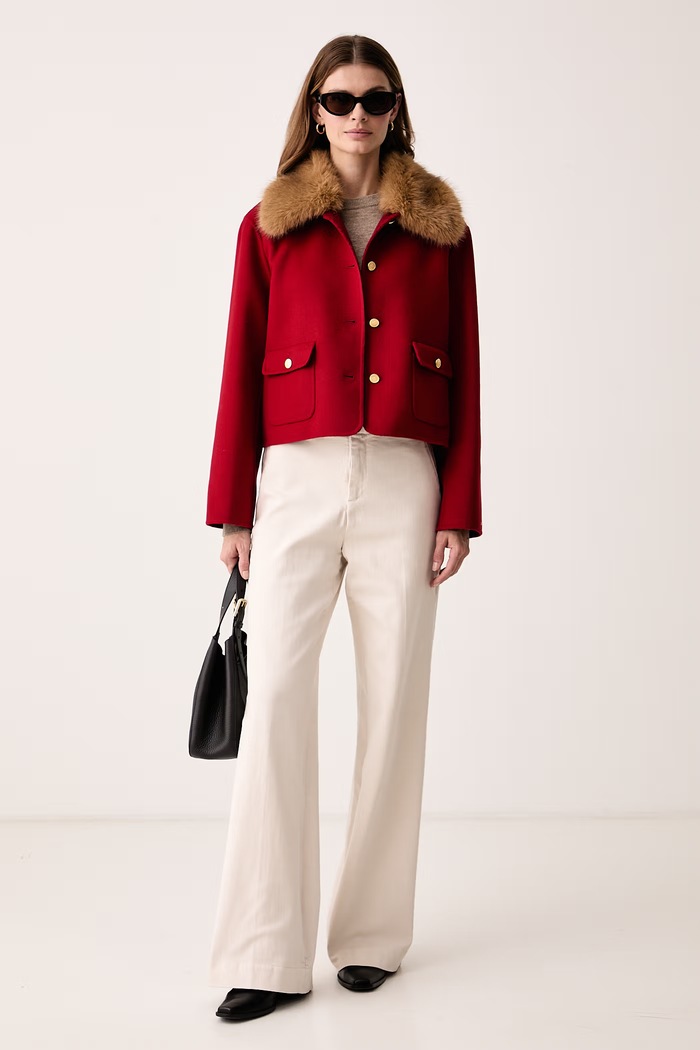 Tommy Hilfiger Kratka jakna za žene s dodatkom vune WW0WW52914 crvena AW26