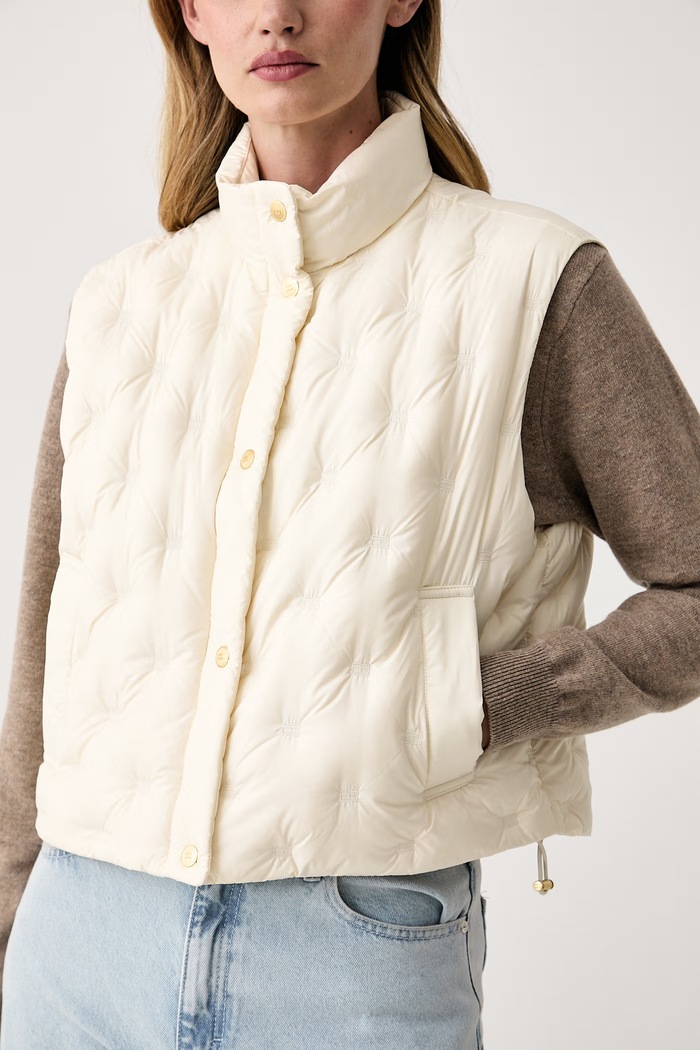 Páperová vesta dámska Tommy Hilfiger WW0WW49860 béžová