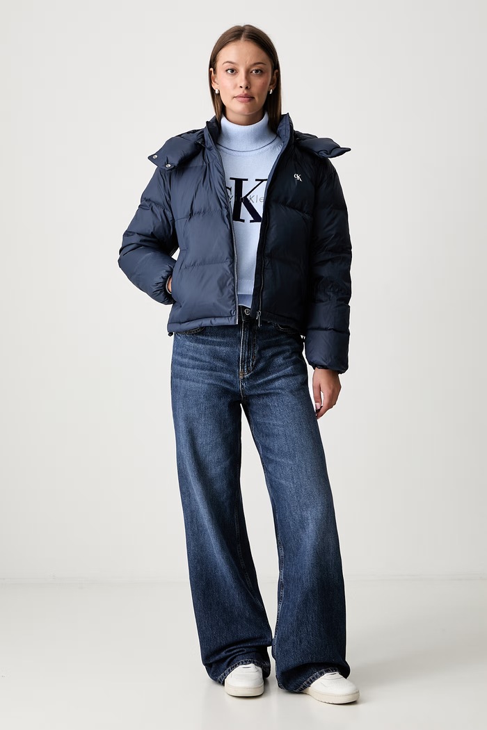 Calvin Klein Jeans geacă cu puf pentru femei LV047H500G bleumarin AW26