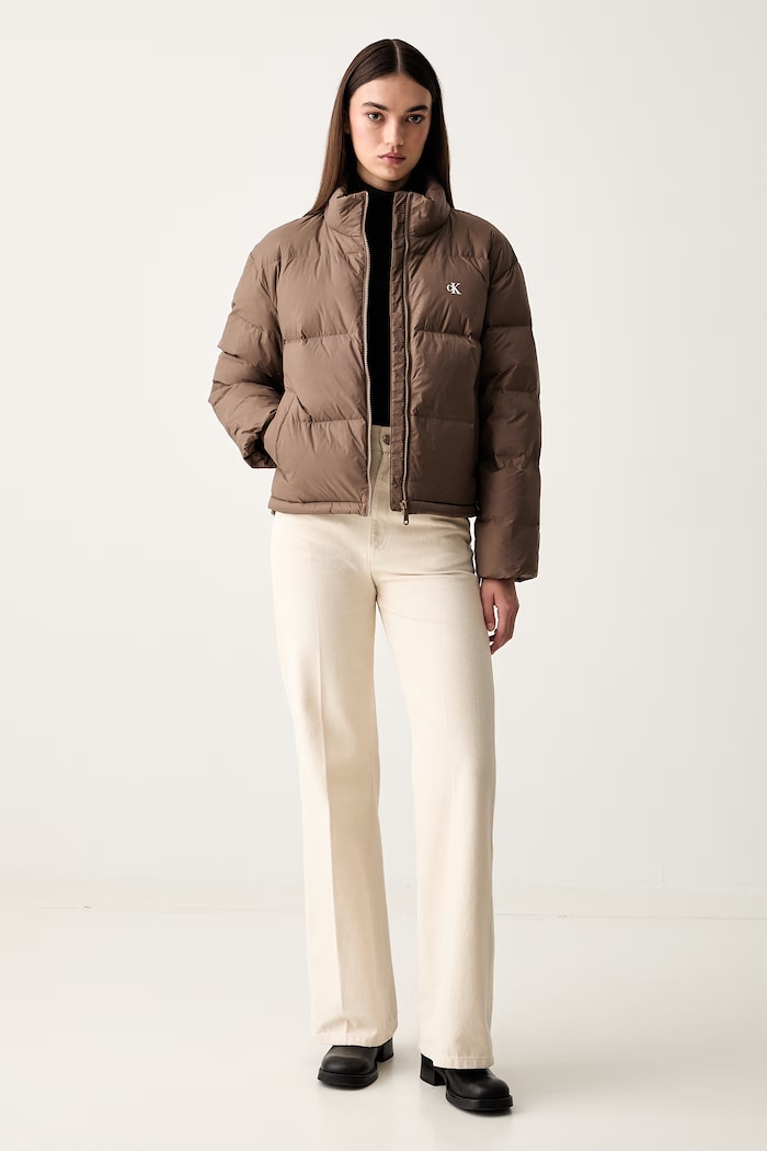 Calvin Klein Jeans péřová bunda dámská LV047H500G hnědá AW26