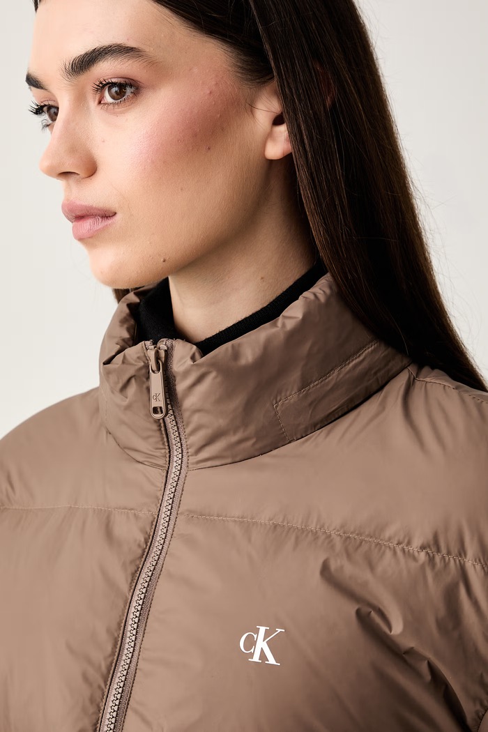 Calvin Klein Jeans péřová bunda dámská hnědá LV047H500G